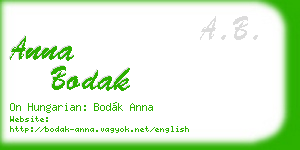 anna bodak business card